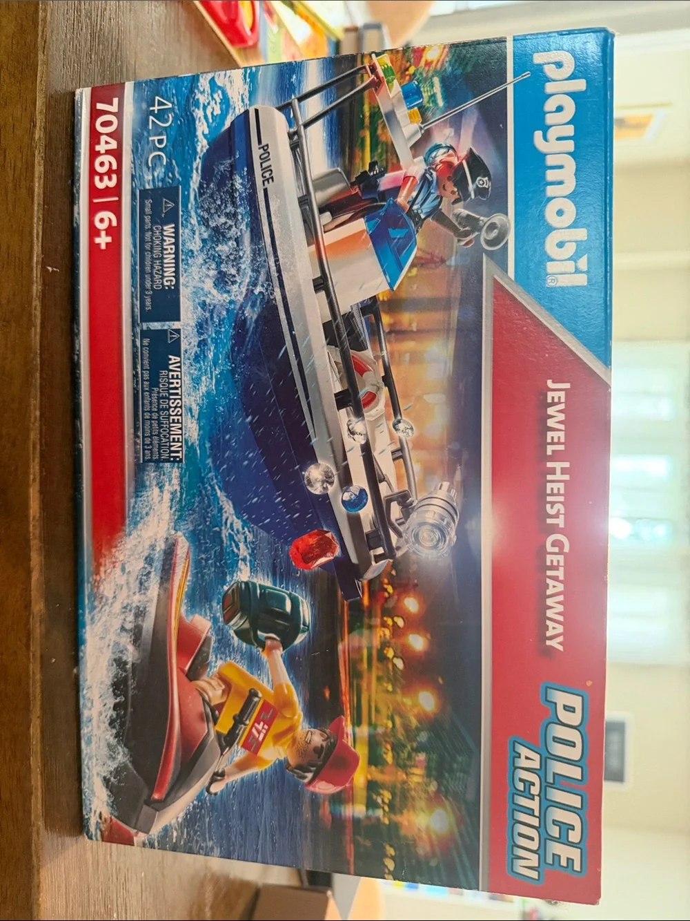 Playmobil Police Action Jewel Heist Getaway Boat Playset - Blue & Red